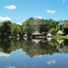 Chozas en el río Amazonas