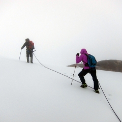 Roped up on the Santa Isabel glacier